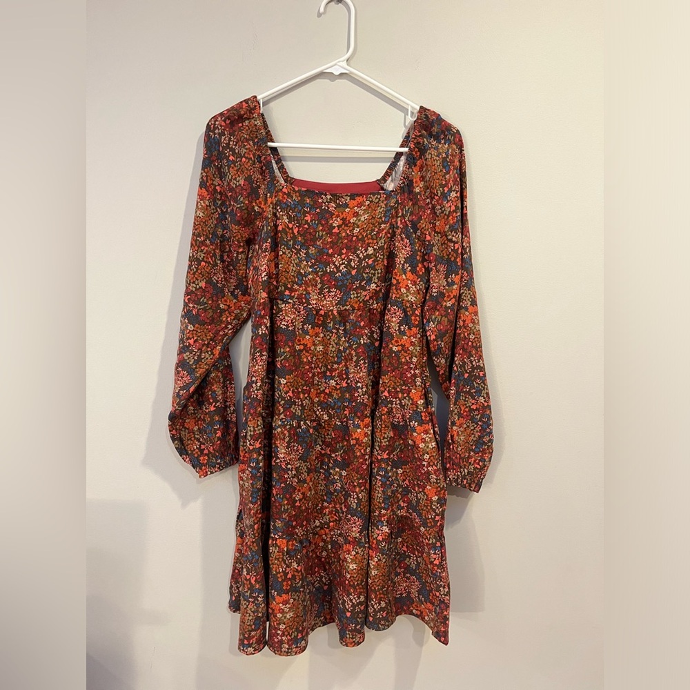 Time and Tru Square Neck Mini Dress in Branch Brown